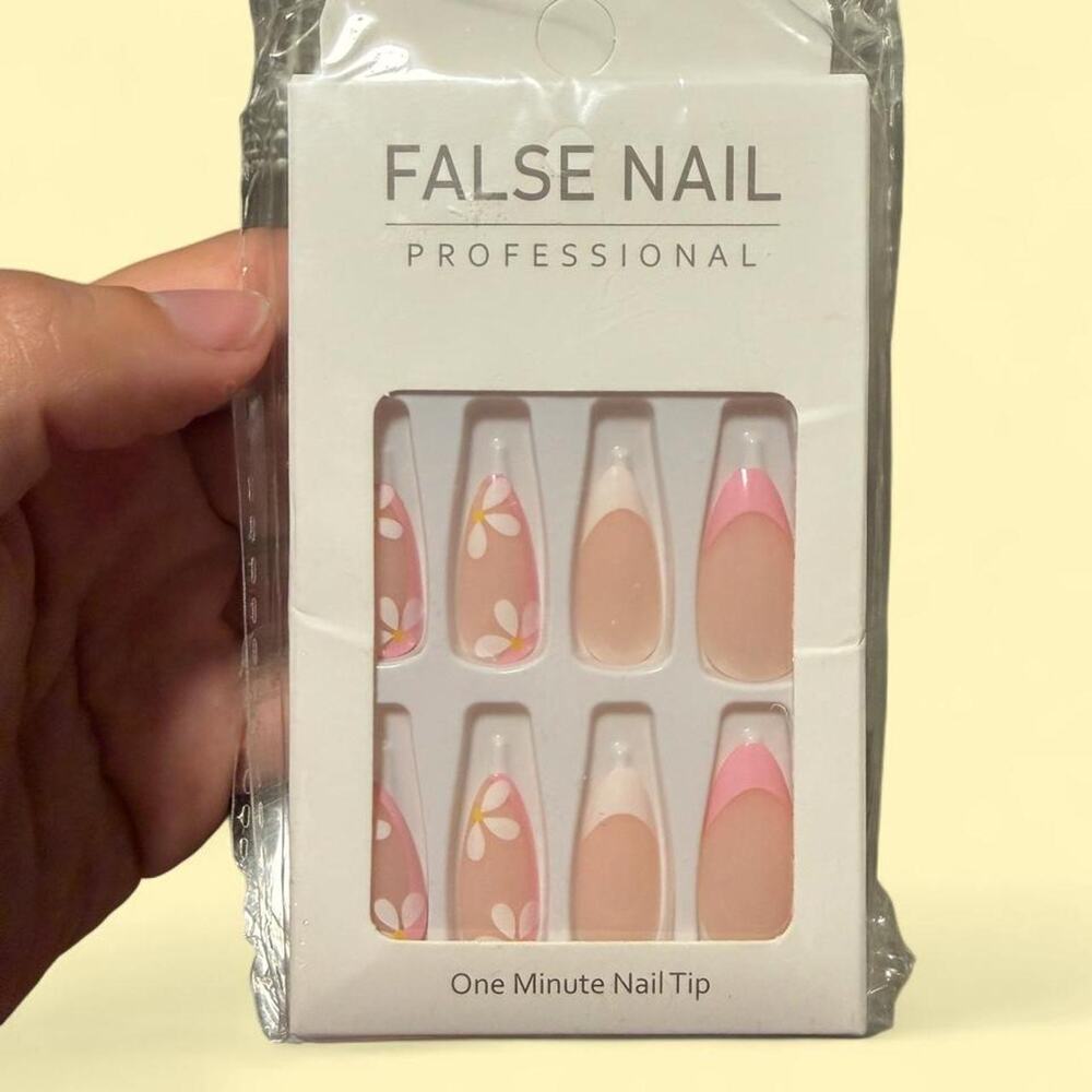 False nails with floral design
